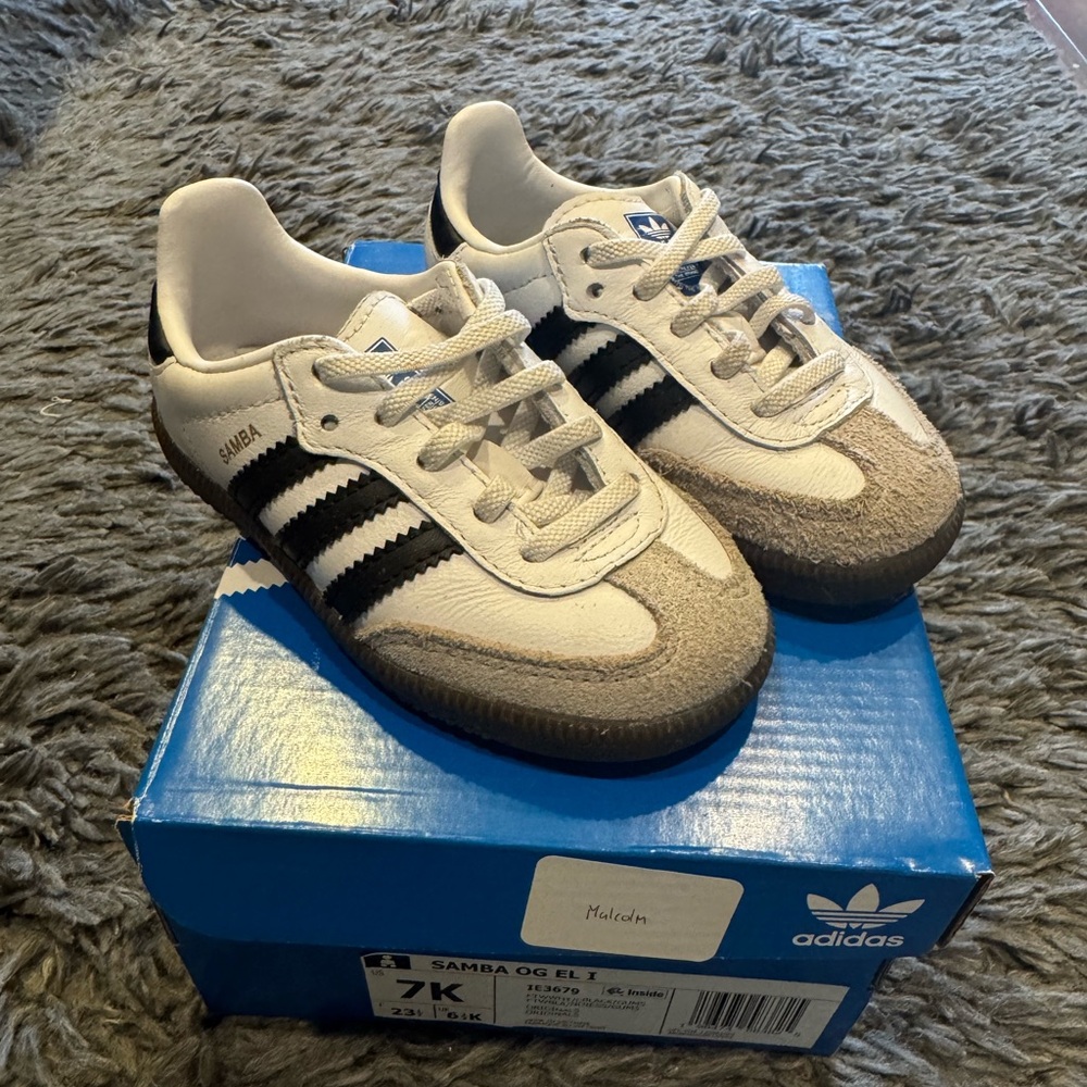 Adidas Samba OG EL Kids' Shoes in Cream and Black